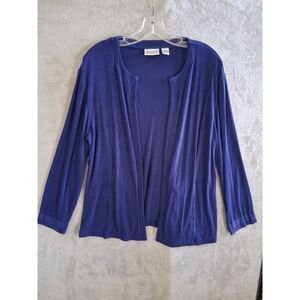 Chicos Travelers Sz 3 / XL Open Cardigan Liquid Knit Slinky Blue Office Vacation